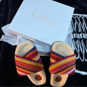 Chloé Multicolor Striped Slippers